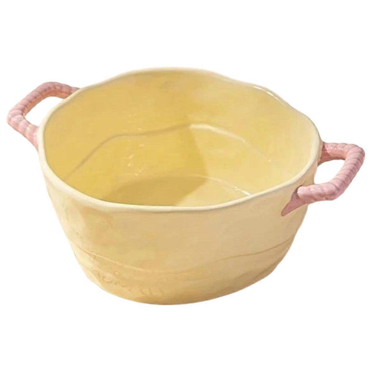 Cute Double-Eared Cerc Soup Bowl for Home Use Instant Noodles Bowl Spicy Hot Pot Bowl Fruit Bowl Yog