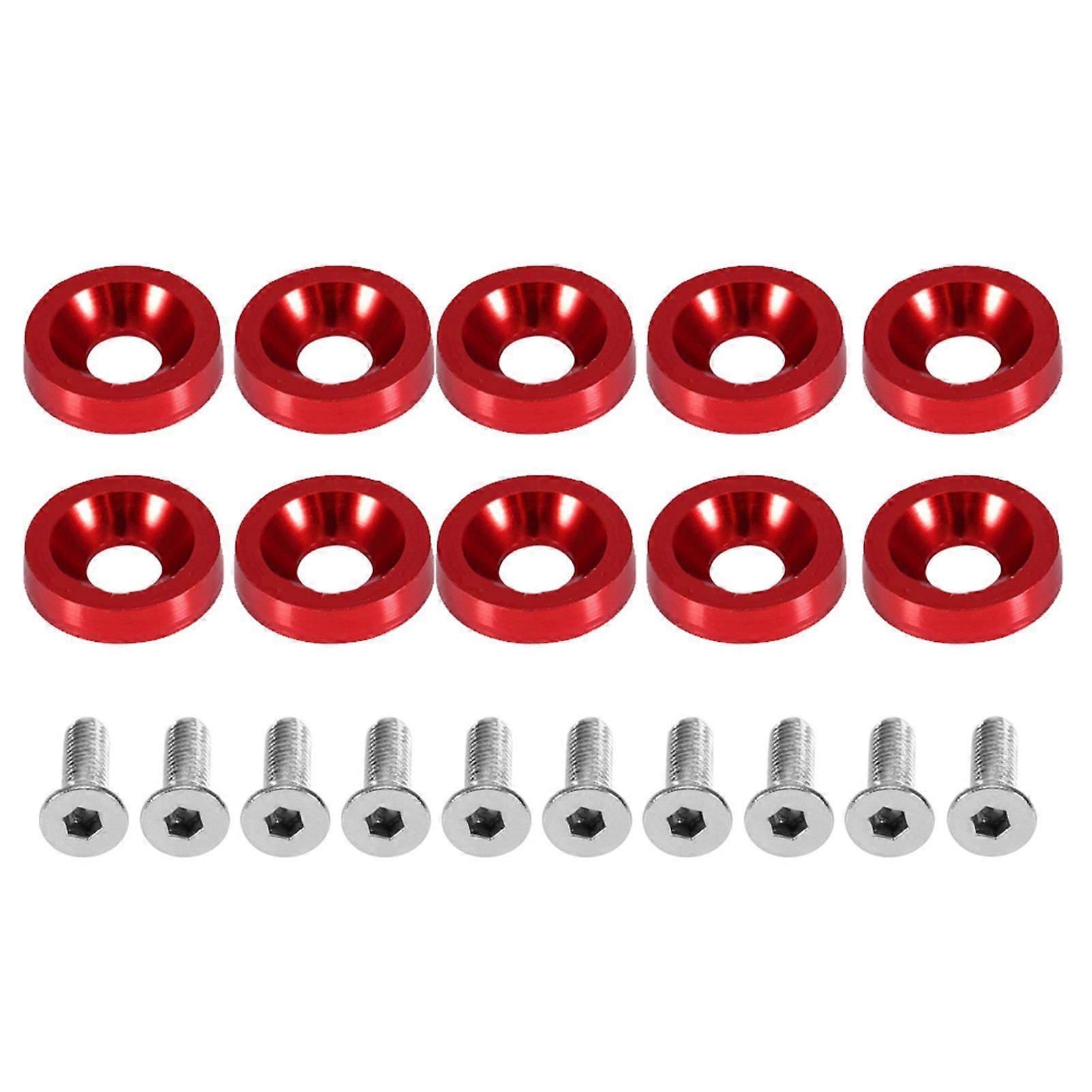 Car Modification M6 Gasket Bolt License Plate Frame Decoration Screw (Red)