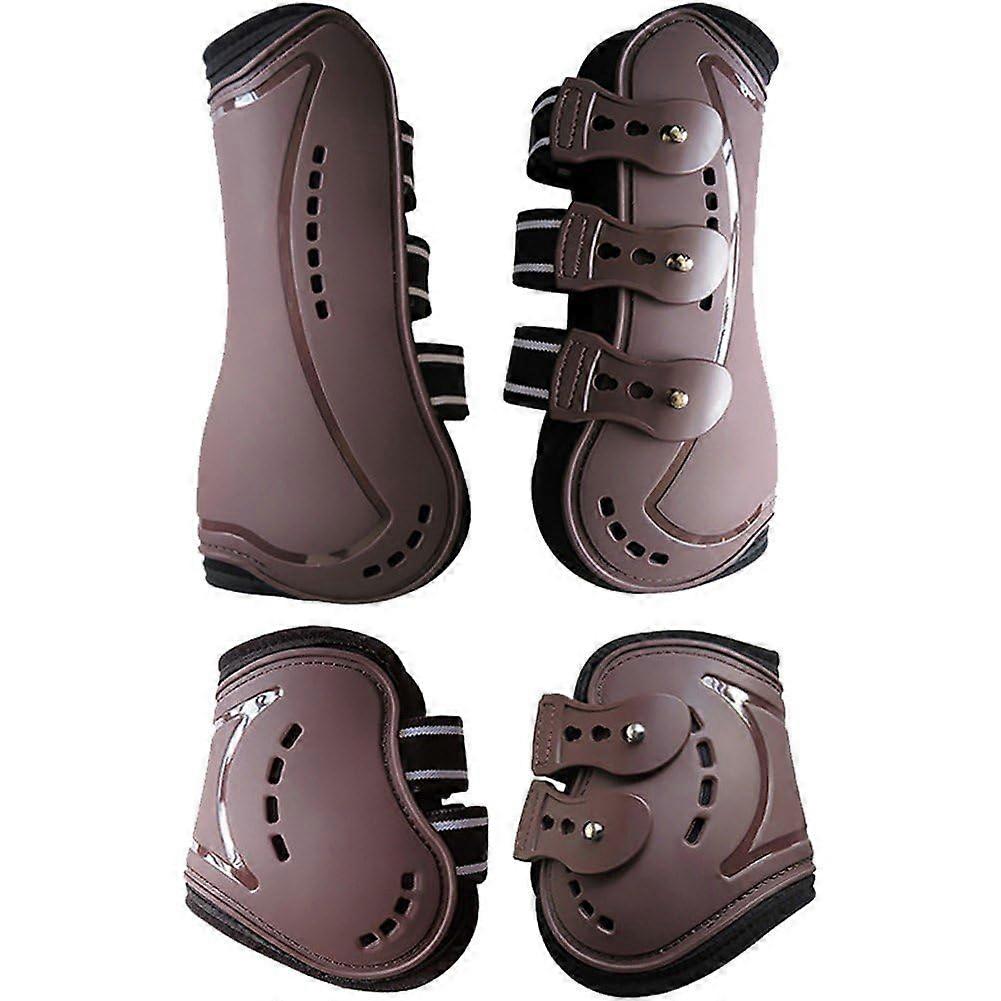 Horse Leg Boots Absorbing Shell Tendon Fetlock Boots For Jumping And Riding Brown