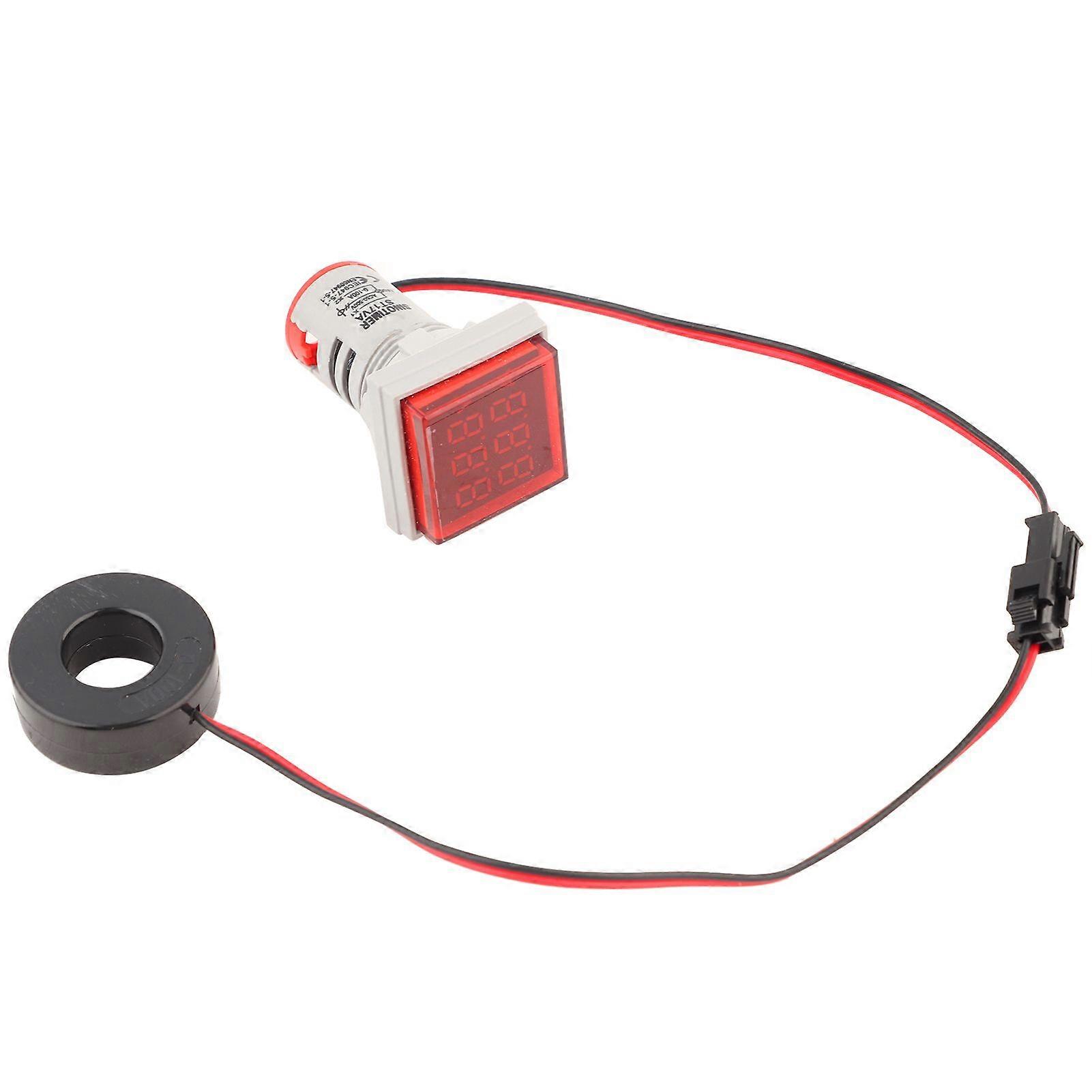 LED Digital Display AC Voltage Current Meter Indicator 22mm 0-100A Meter Indicator (red)