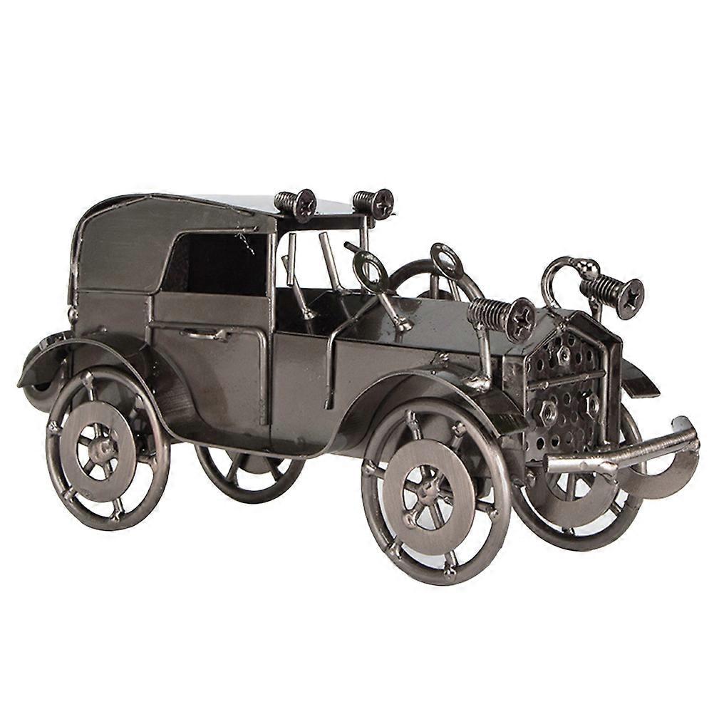 Antique Vintage Car Model Iron Sculpture For Model Toy Enthusiasts Silver Grey 1Pack
