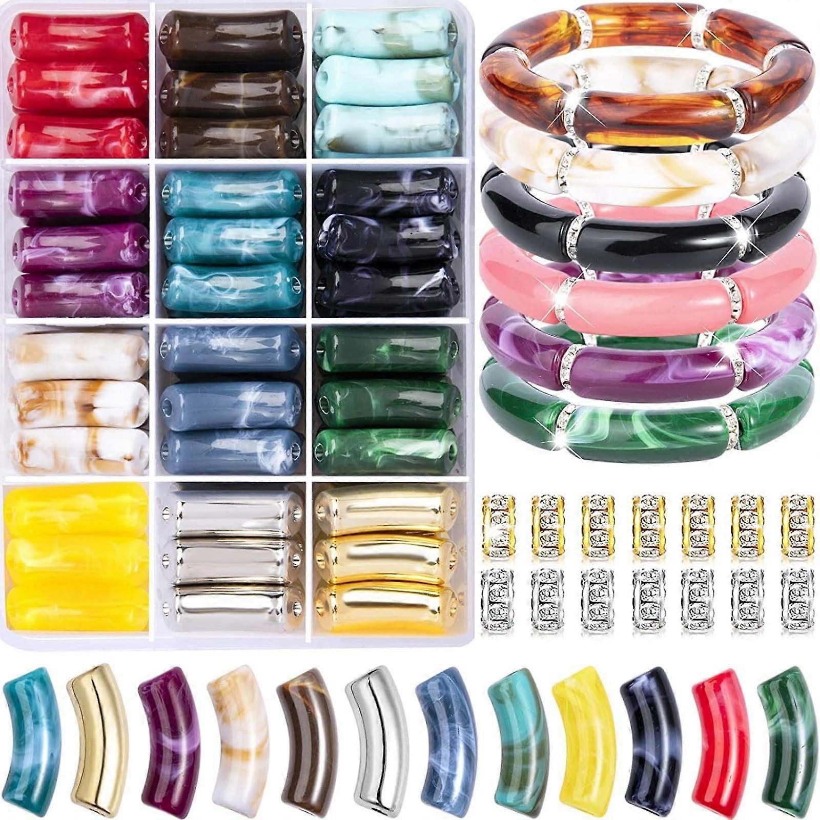 133 Pcs Colorful Polymer Clay Beads Kit Curved Tube Beads With Spacers DIY Jewelry Making Bracelets And Necklaces