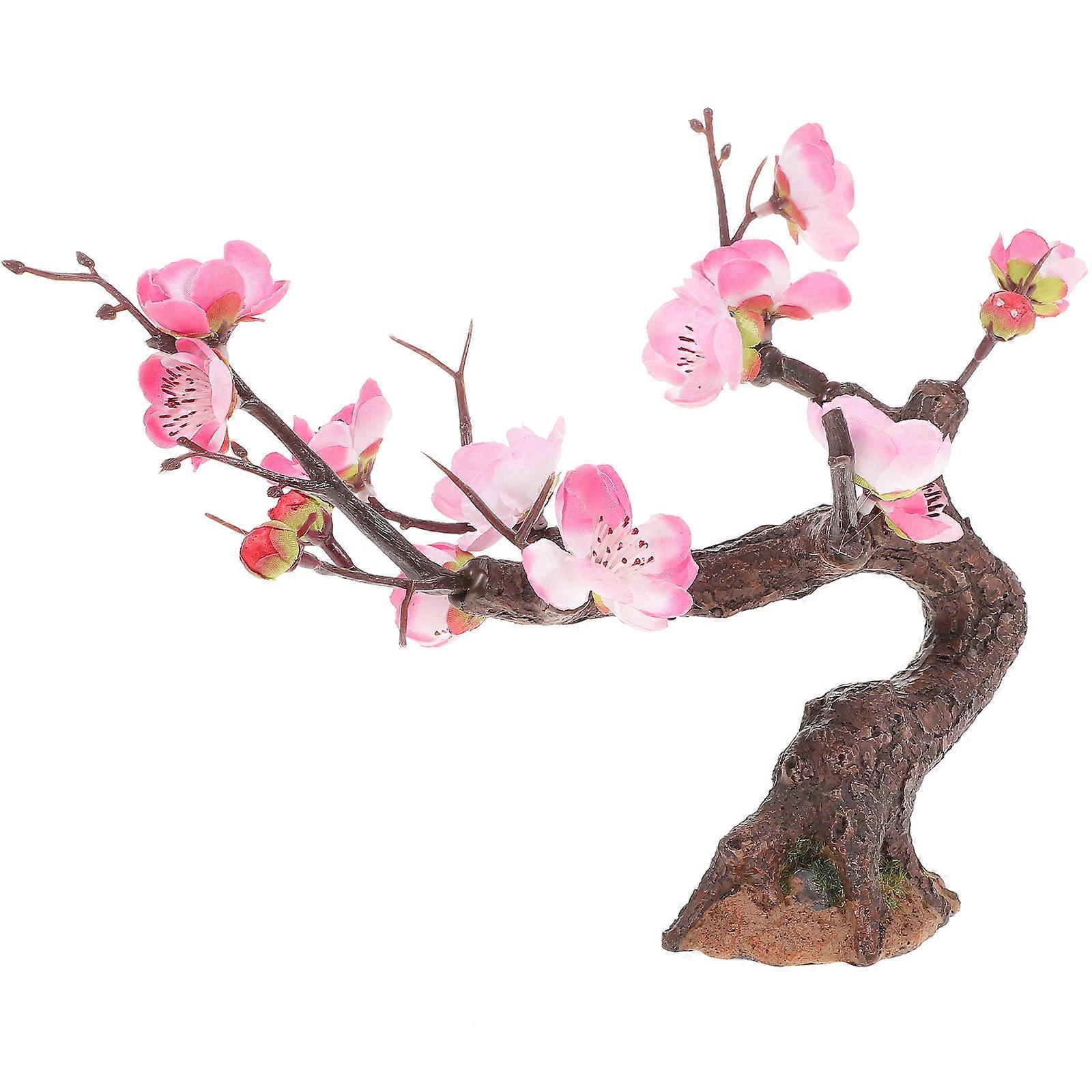 Plastic Tree Decorative Small Tree Ornament for Decor 3Pcs Pink
