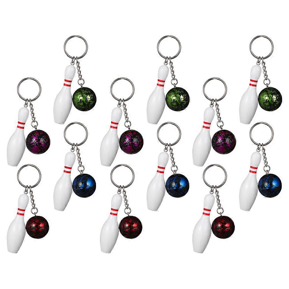 Mini Bowling Keychain Pendant for Sports Match 60Pcs Assorted Colors
