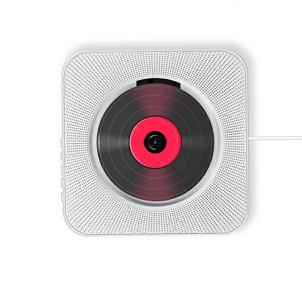 Wall CD Player Audio Boombox Stereo Speaker Multi-function Desktop Remote Control Home LED Display White US Plug