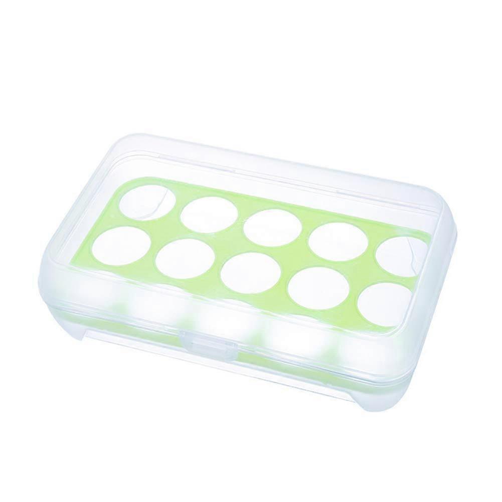 15 Compartment Egg Storage Rack Box for Refrigerator, Reusable Green Organizer for Fresh Eggs, Durable Plastic Design