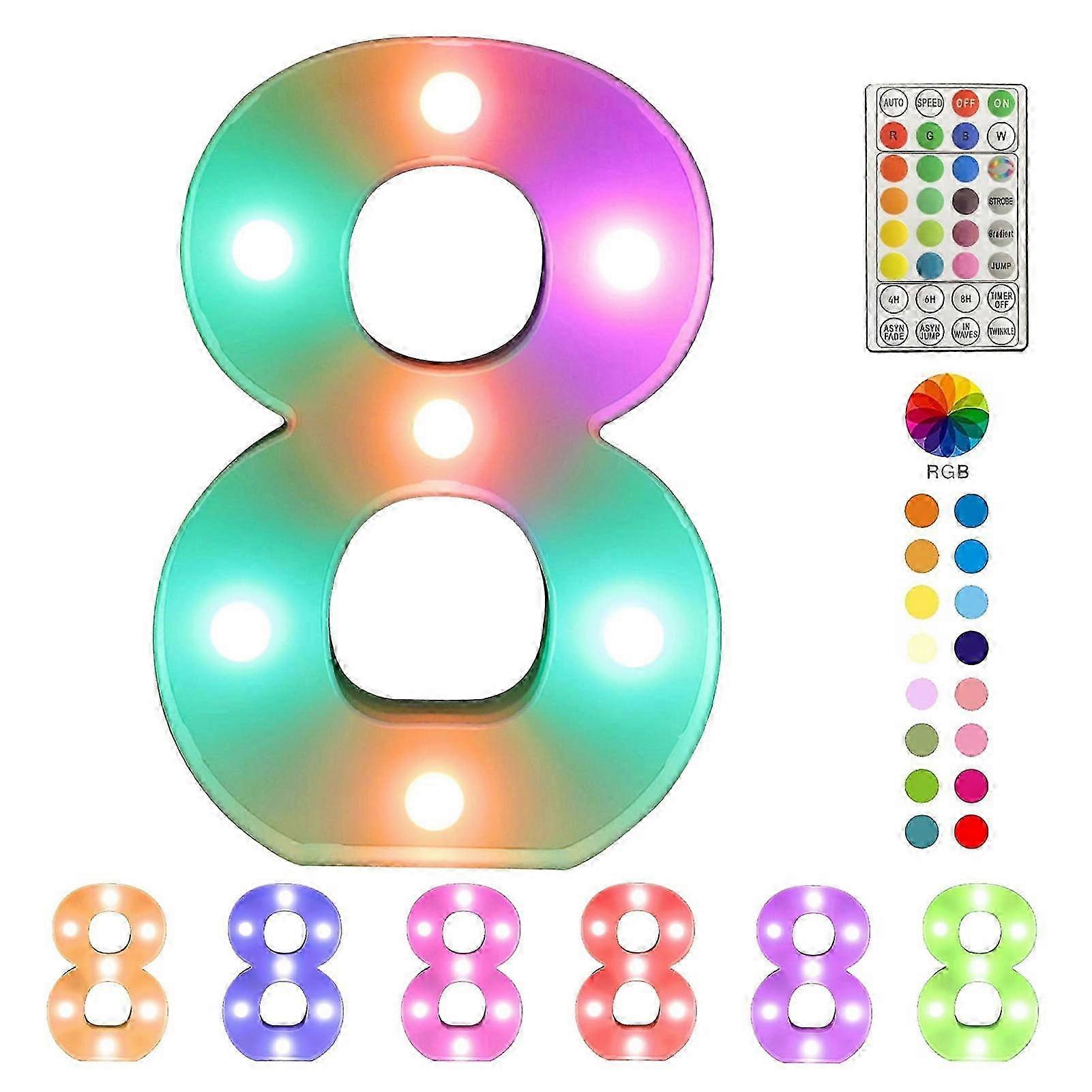 Washranp Colorful LED Number Lights with Remote,4 Flashing Modes 16Colors Light Up Number Sign for Night Light Wedding Birthday Decoration 2025