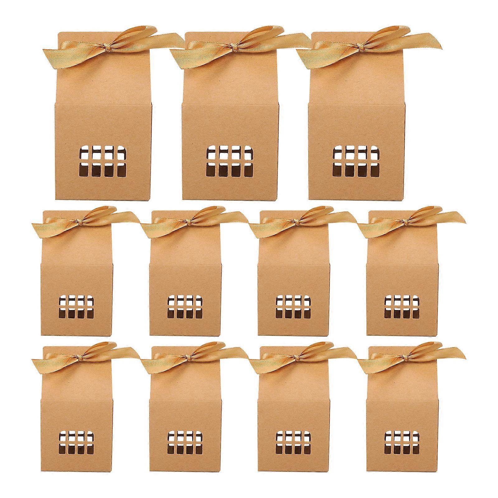 Light Brown House Shape Candy Containers For Family Gatherings And Events 12Pcs