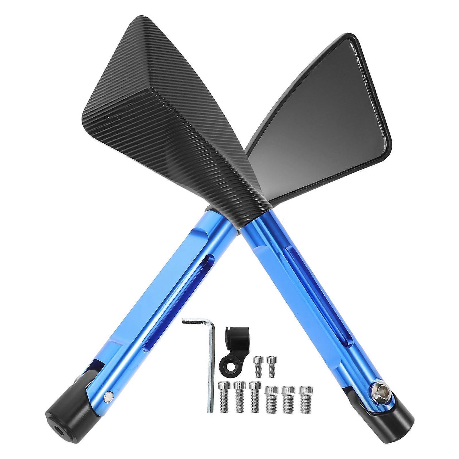 Handlebar Mirrors For Scooters Wide-Angle View Motorcycle Mirrors Blue Color 24.00X6.00X4.00Cm Motorcycle Enthusiasts 1 Pair