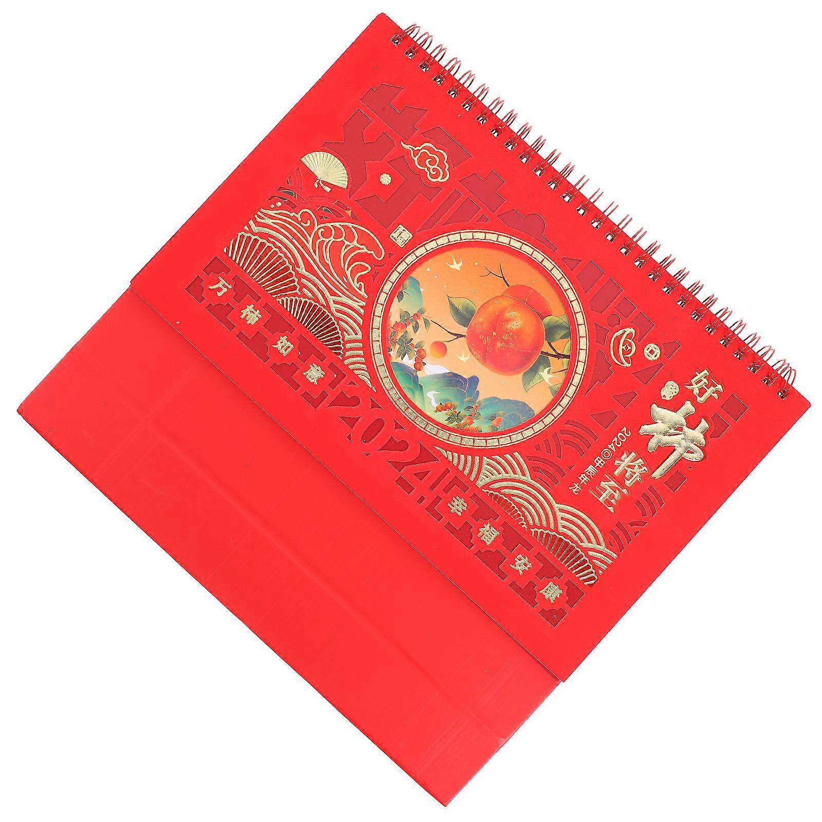 Desk Calendar Desktop Calendar for Tracking 4Pcs Red Paper Material
