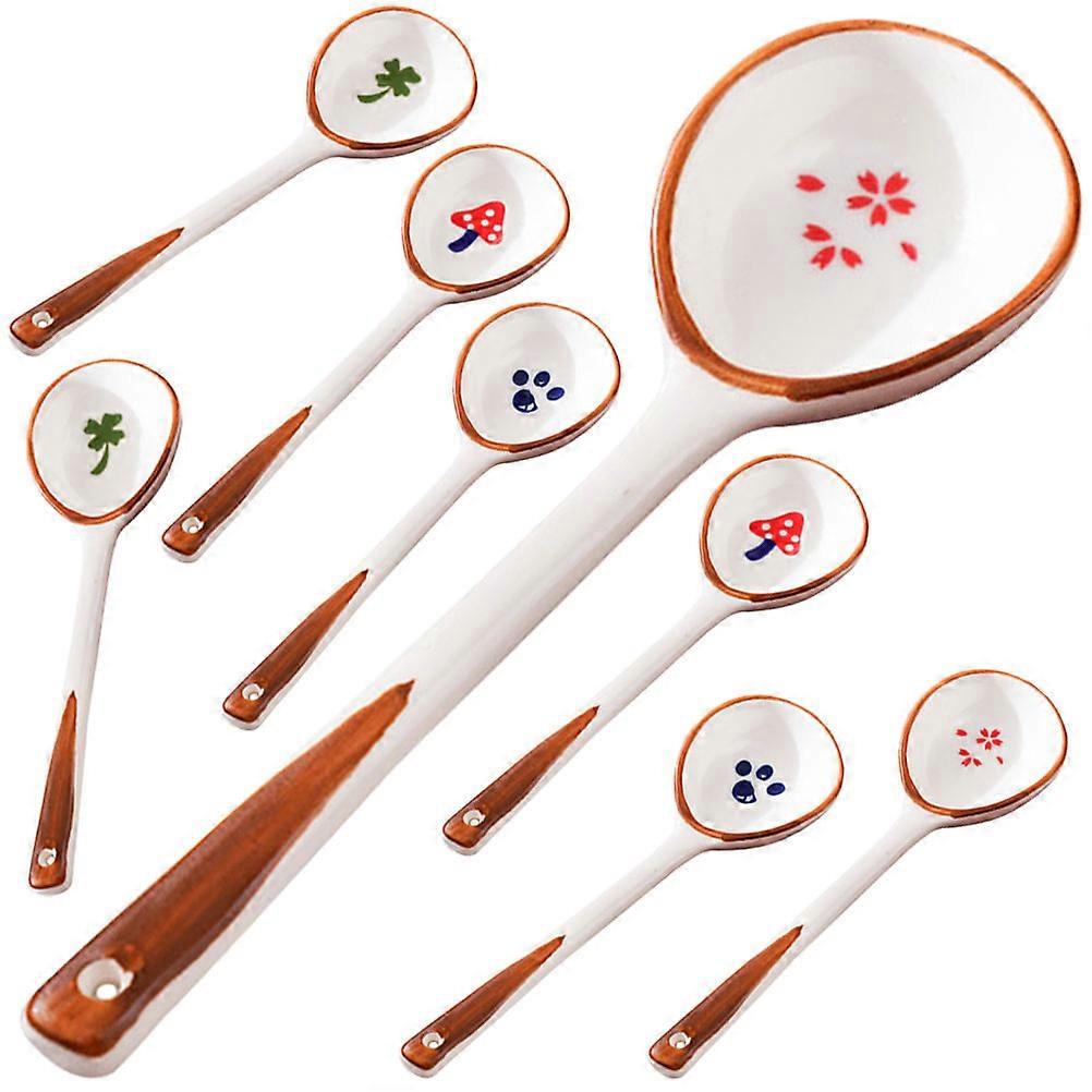 Long Handle Ceramic Soup Spoons Set for Home Use 32Pcs Assorted Colors