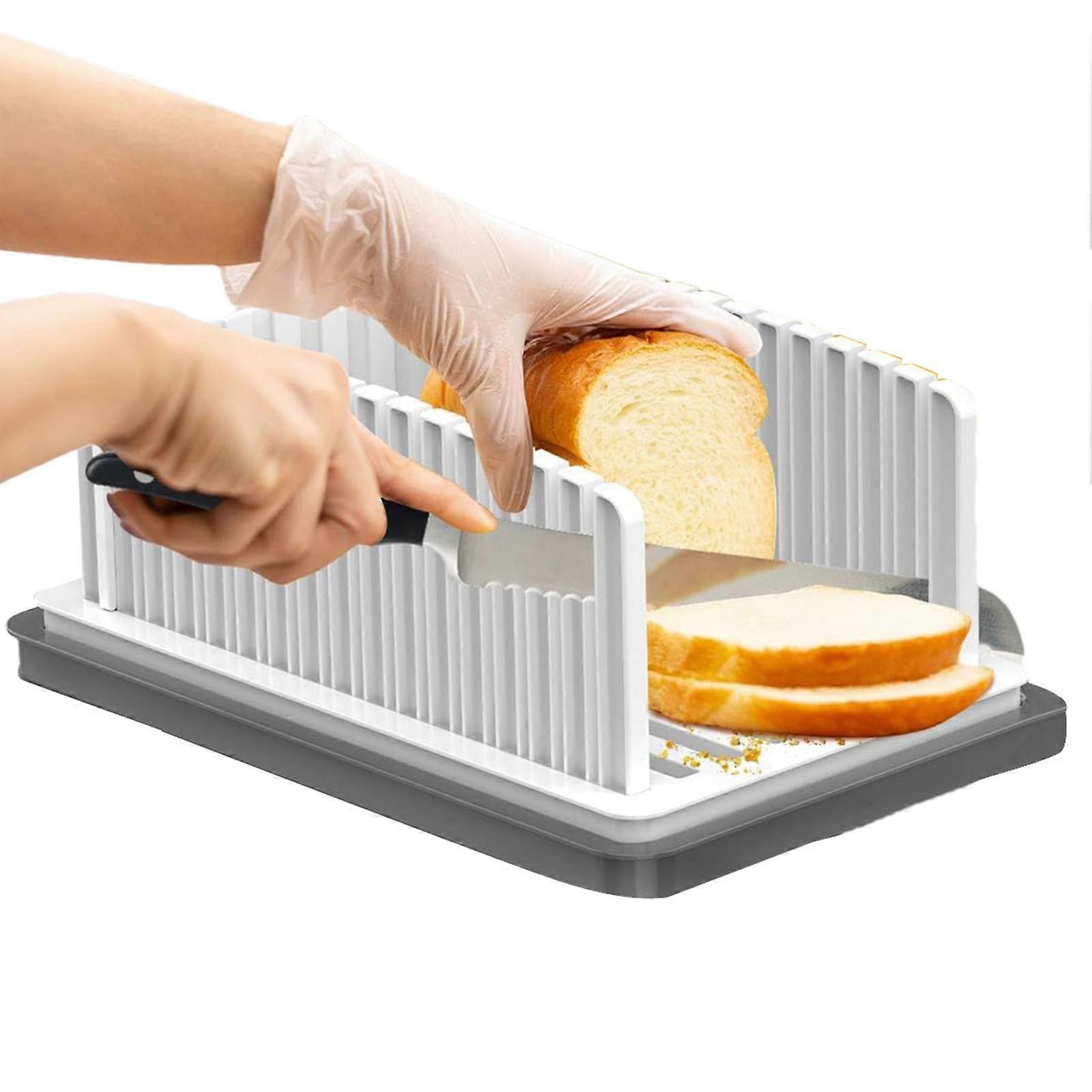 Bread Cutting Instructions Manual Bread Cutter With Crumb Tray Adjustable Width Foldable Removable Kitchen Baking Tool