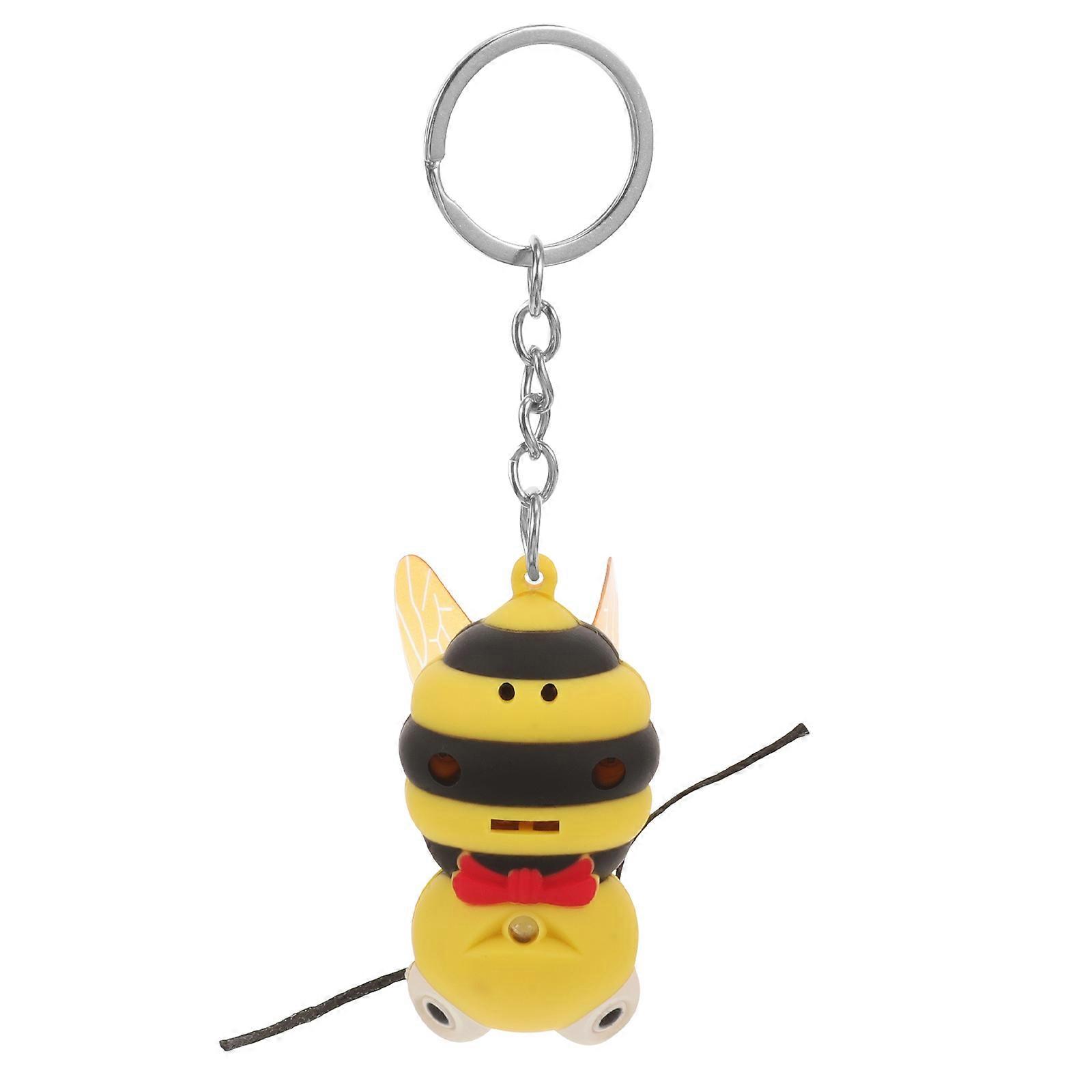 Yellow Bee Shaped Keychain with 2Pcs Electronic Toy