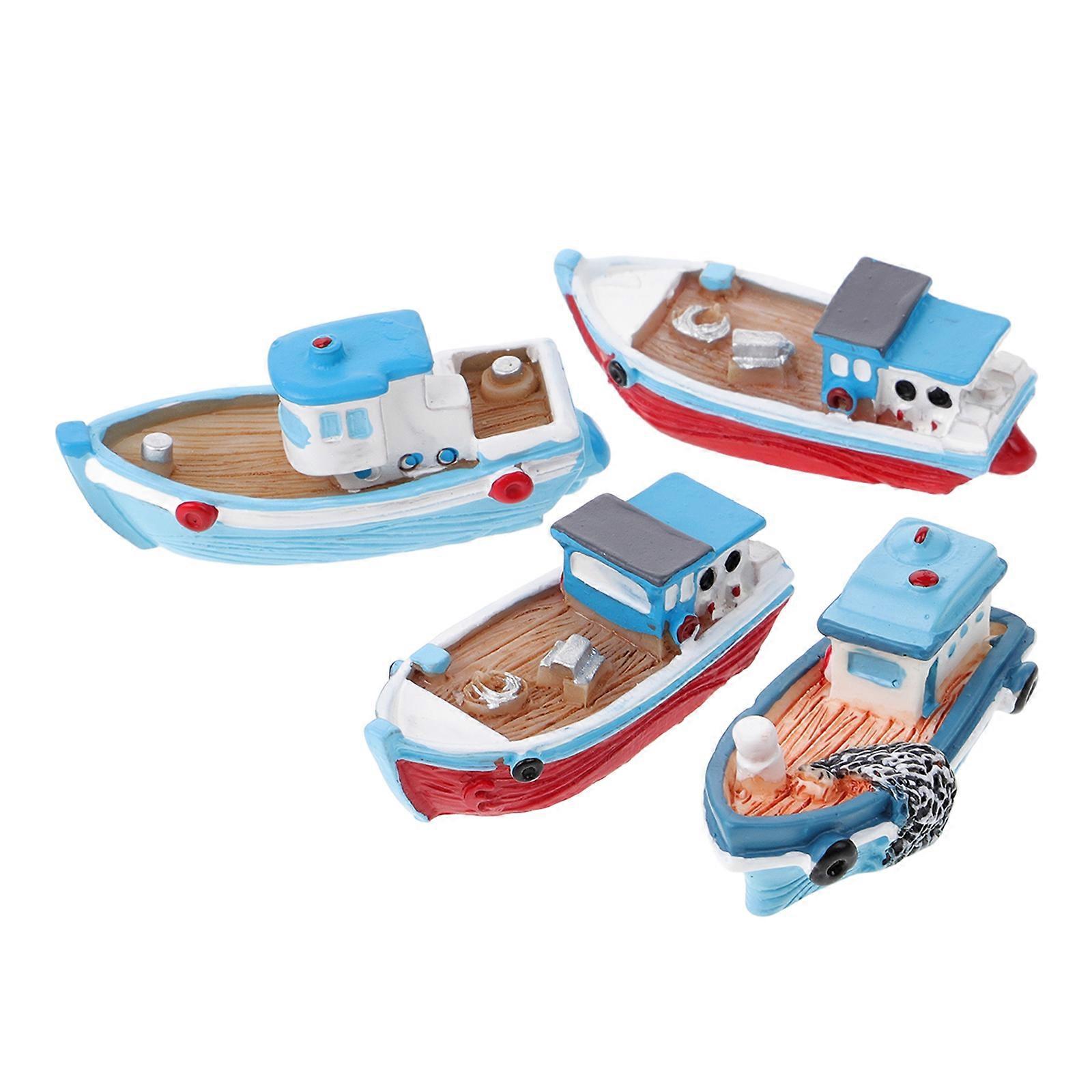 Resin Boat Model 16Pcs Assorted Color Resin Boat Decor for Home Use with Mediterranean Charm