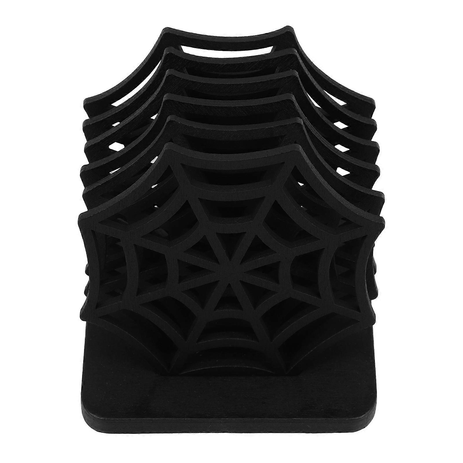 Decorative Halloween Coasters 5 Sets Spider Web Design For Home Bar And KTV Black Color Slip-Resistant