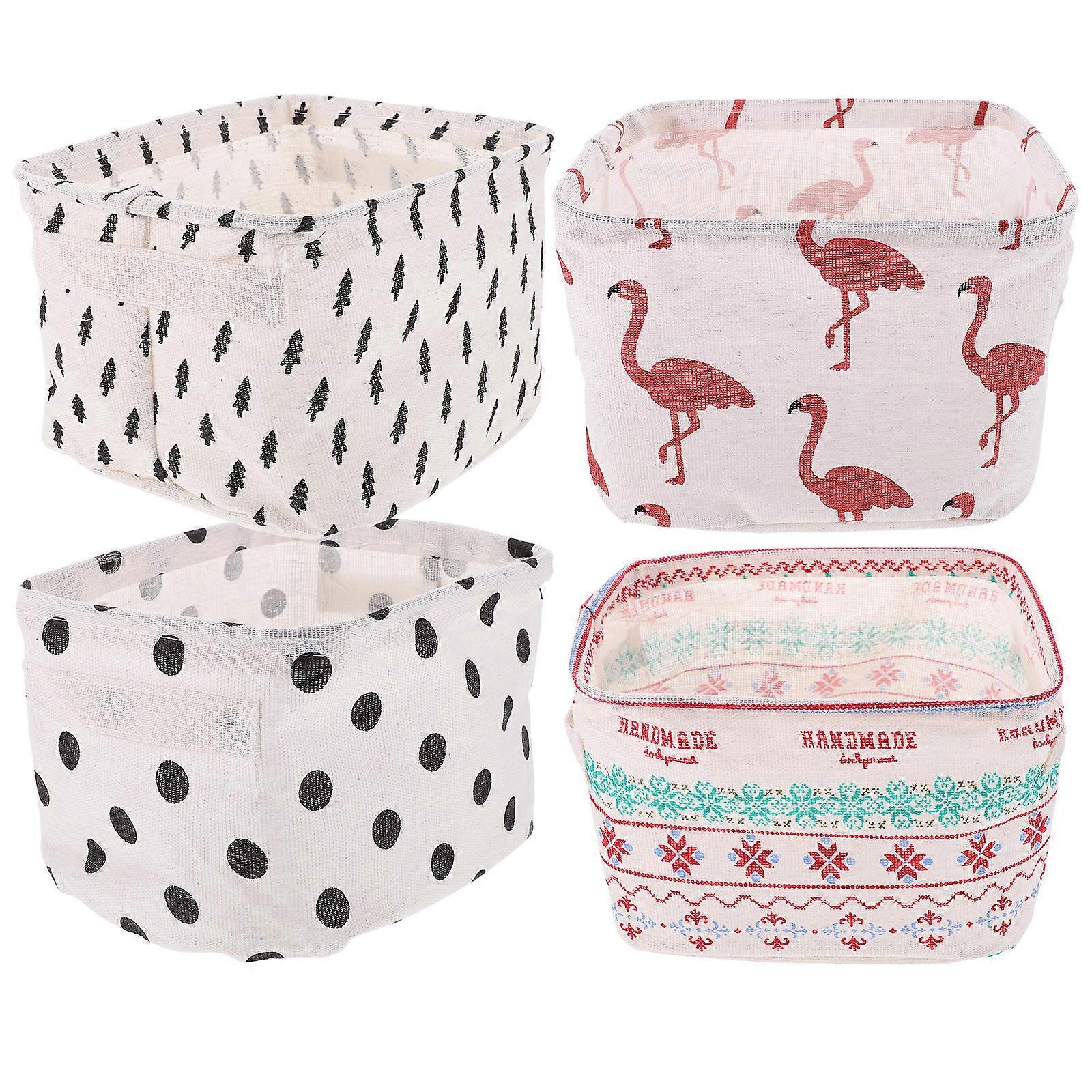 Storage Basket for Organizing 8Pcs Cotton Linen Fabric Bins with Handle