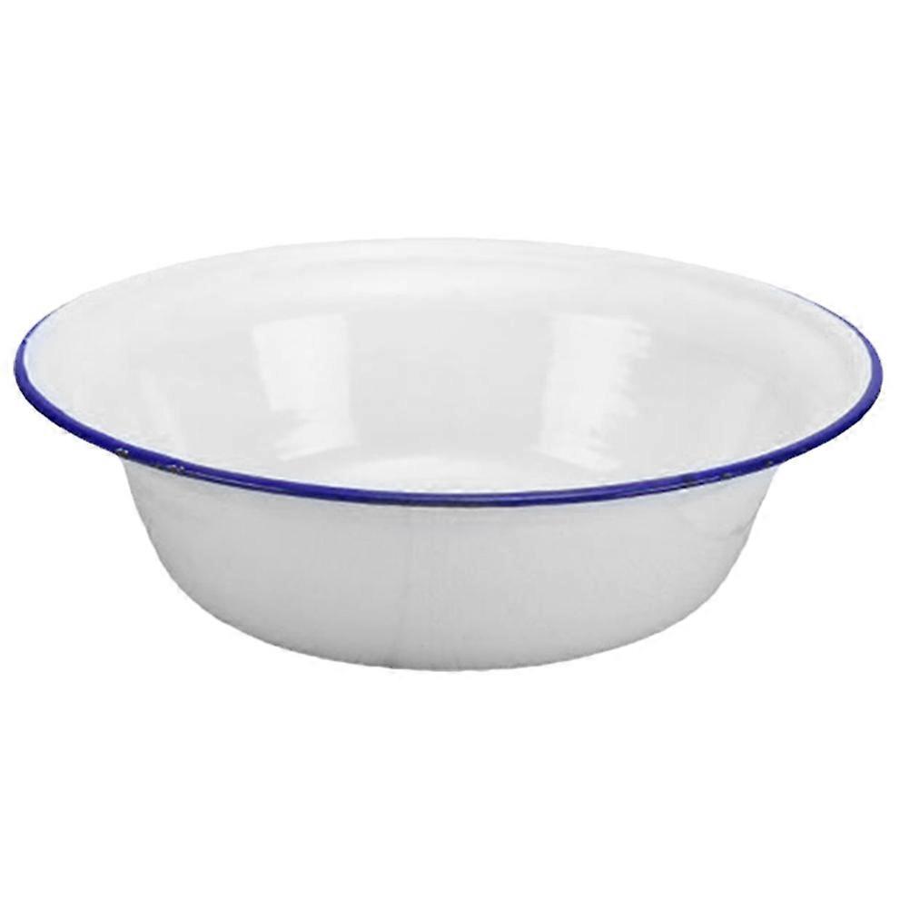 Retro Enamel Basin Enamel Soup Bowl Household Users Indoor Kitchen Use White 18.00X18.00X5.50CM Egg Mixing 1Pack