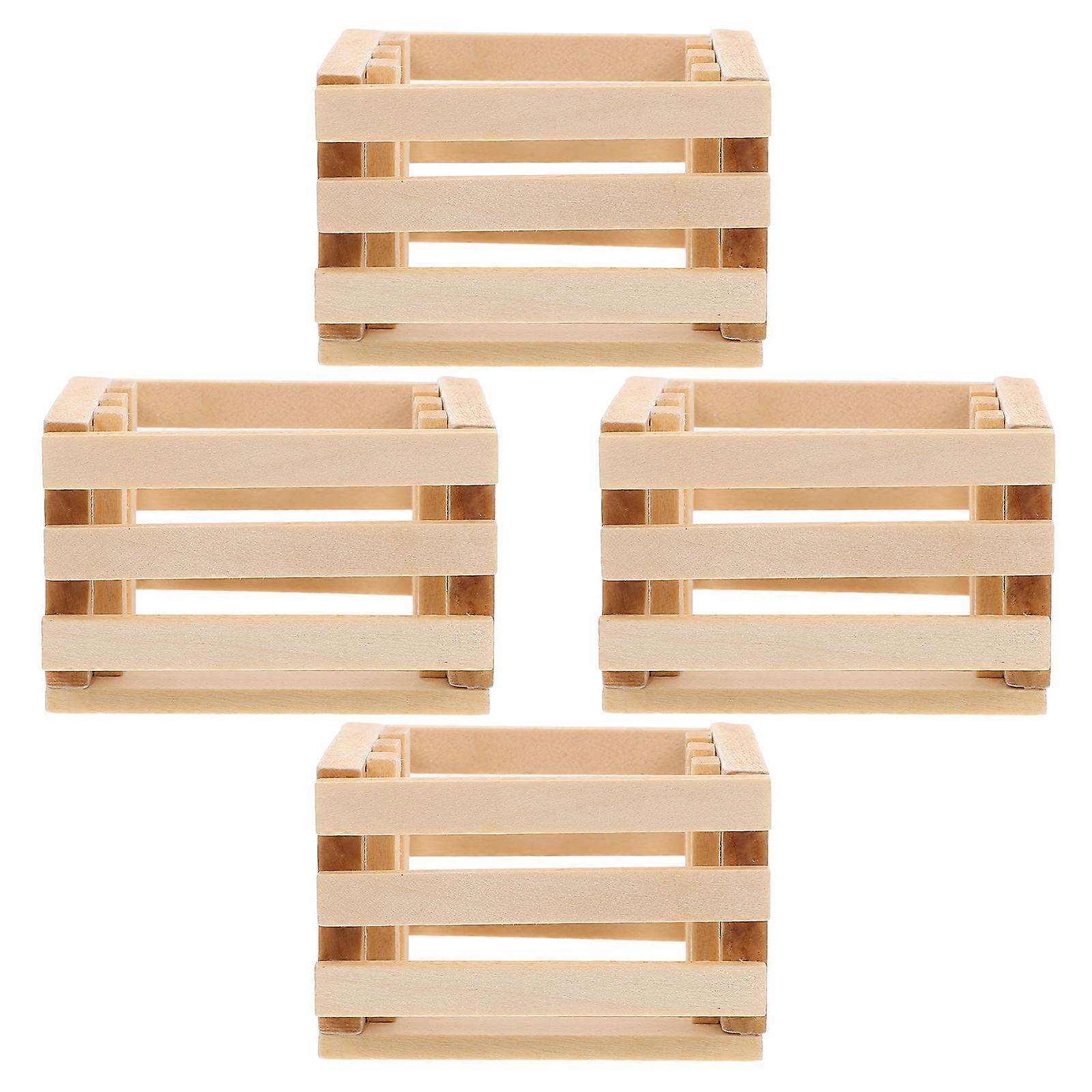 Mini Storage Baskets Wooden Crates for Dollhouse 12Pcs Miniatures