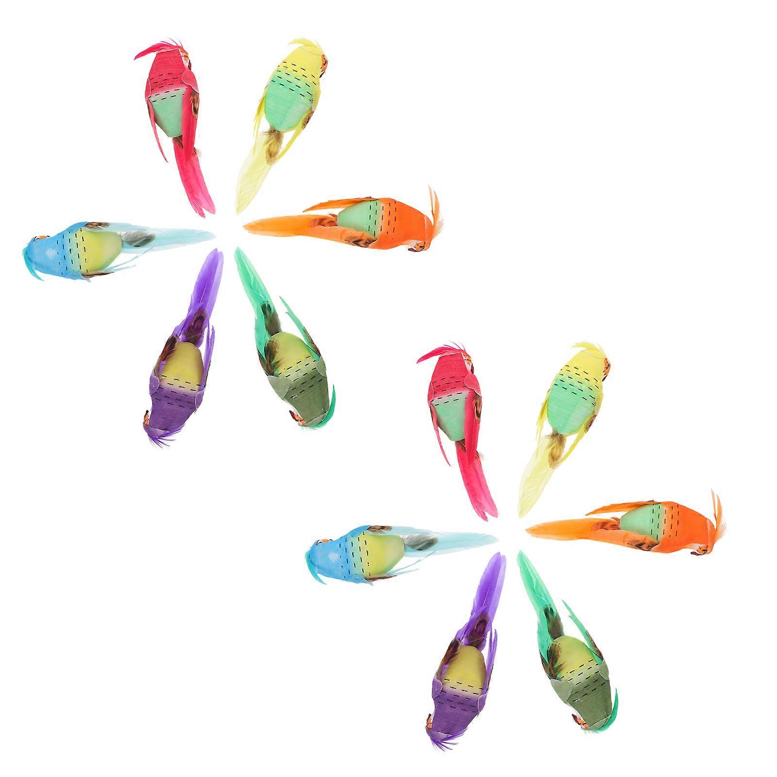 Artificial Parrot Ornaments Foam Decoration for Yard Display 12Pcs Assorted