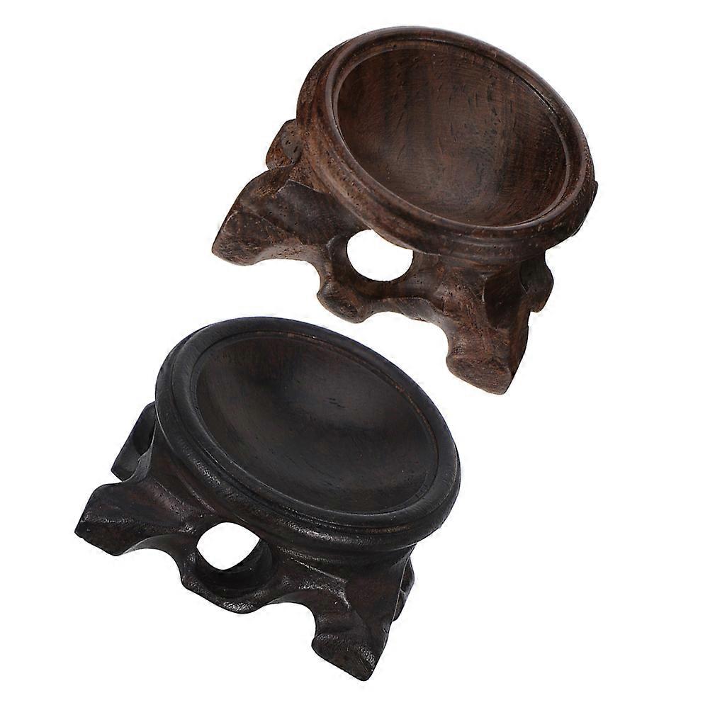Base for Crystal Ball Wooden Sphere Display Stand 8Pcs Dark Brown
