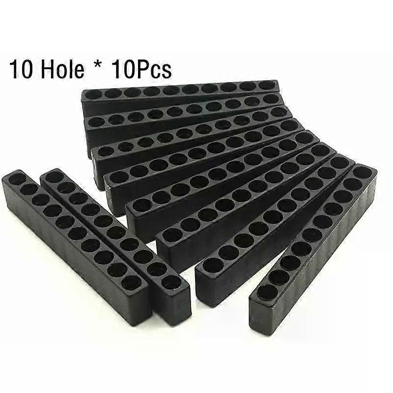 10pc Black Screwdriver Bit Holders Hex Organizer 10 Hole Plastic Shank Box Case Hand Tools Storage Supplies Workshop 85x15x8mm