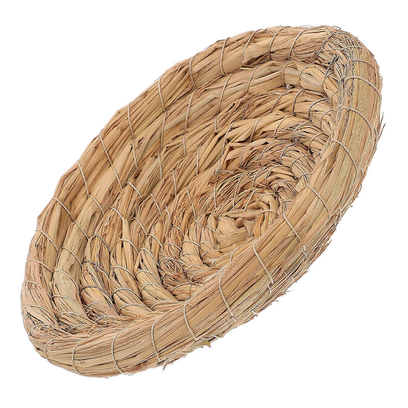 Artificial Bird Nest Handmade Craft Straw Nest for Birds Use Khaki