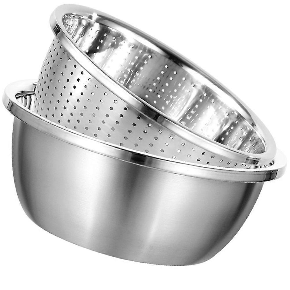 Silver Vegetable Strainer Bowl Multi-Function Fruit Strainer 2Sets