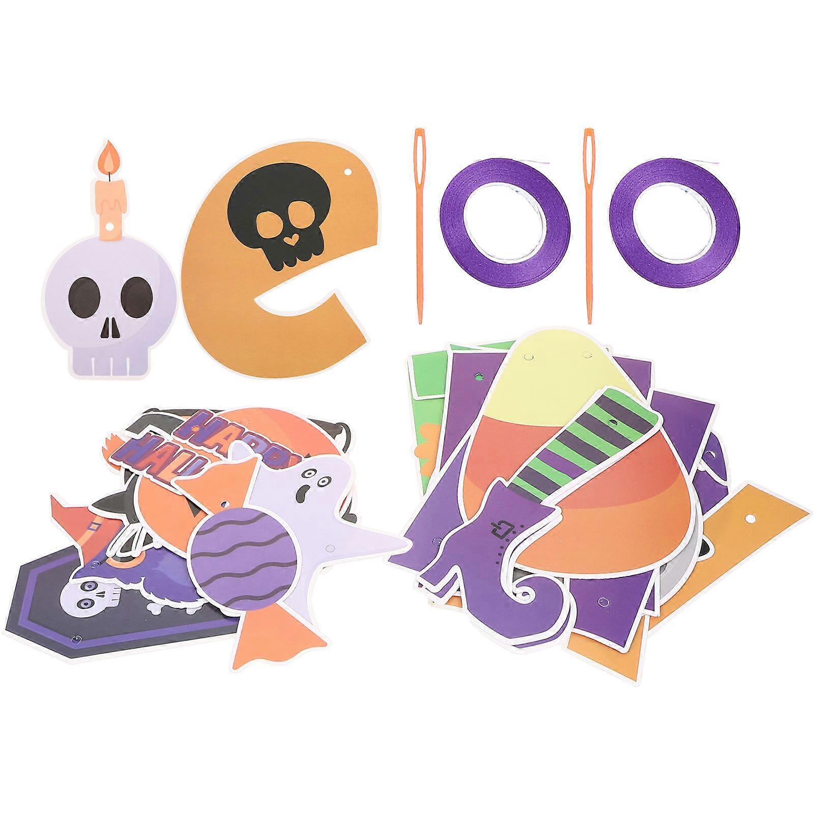 Decorative Halloween Hanging Banner 10Pcs Rectangular Party Atmosphere Creation For Halloween Events