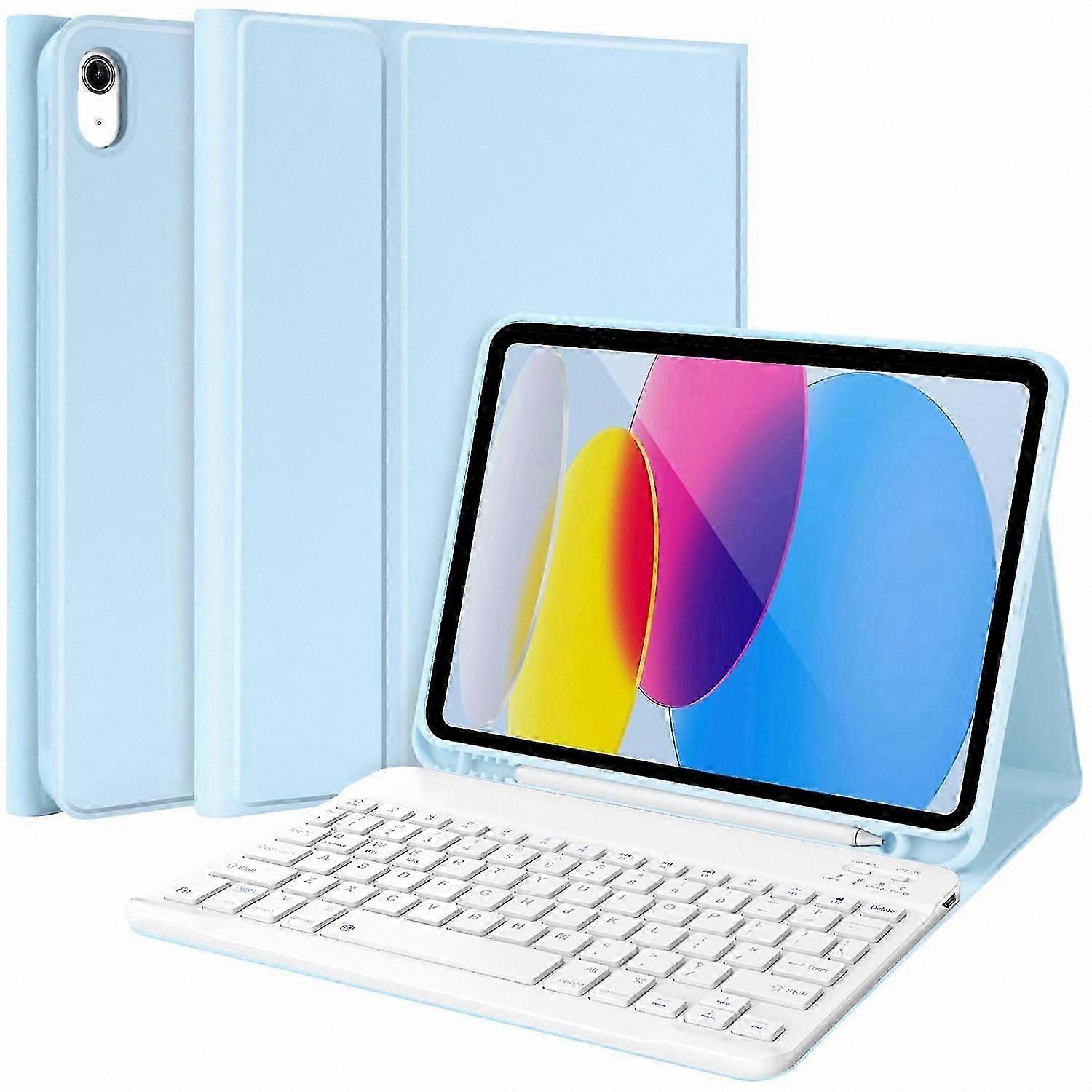 Leather Case with Keyboard for 10.9-inch Tablets, Bluetooth Stand Cover, Skin Touch Design, Compatible with  Models