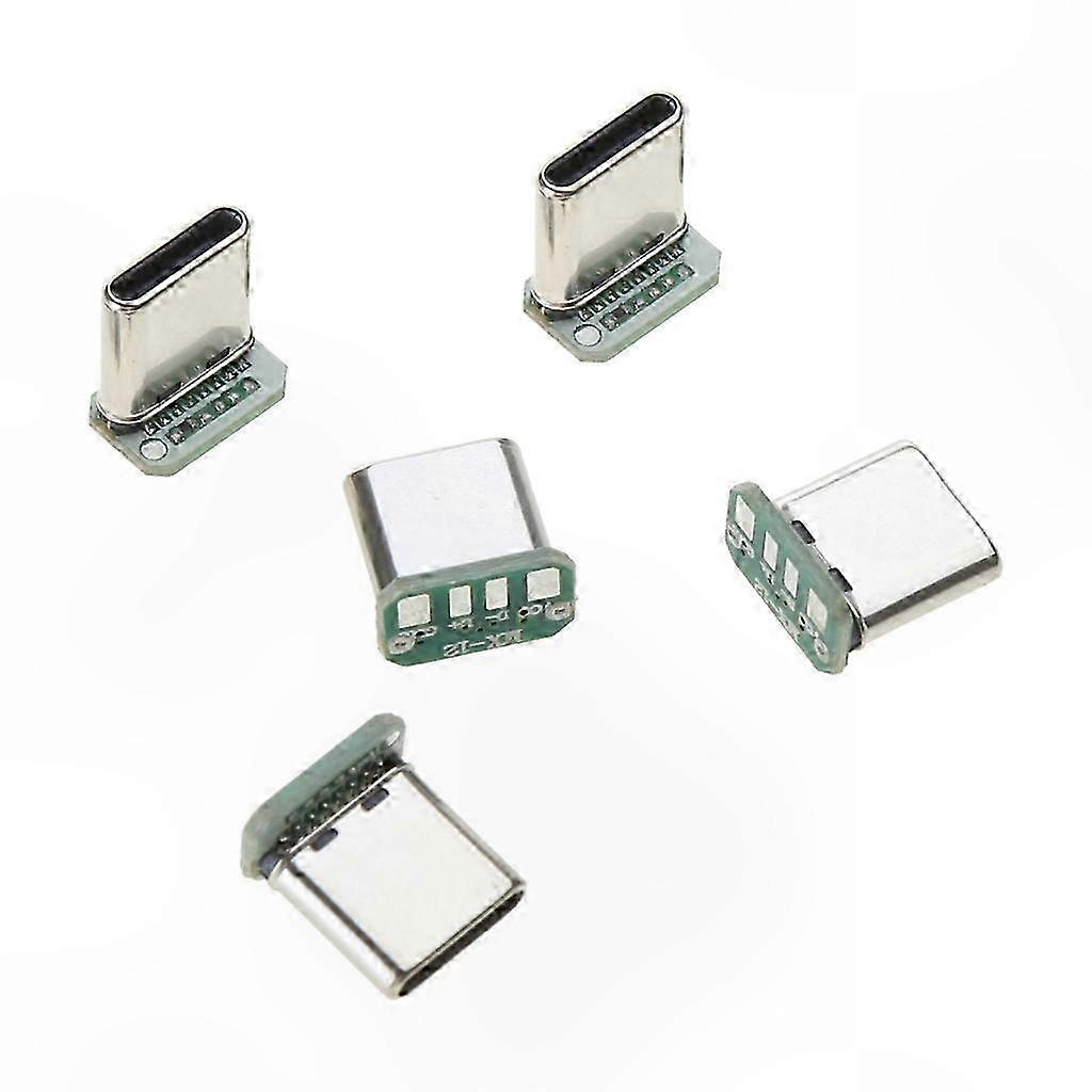 5-Pack USB-C Type C Connectors, 16-Pin Male Plug & Socket, 3A Current Rating
