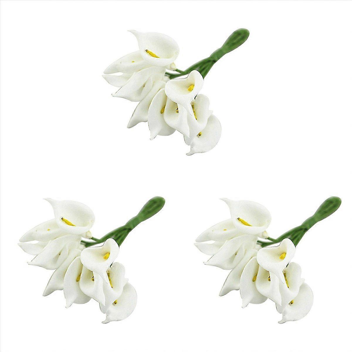 12Pcs Mini Calla Ramo de Flores Artificiales Boda Corona DIY Blanco
