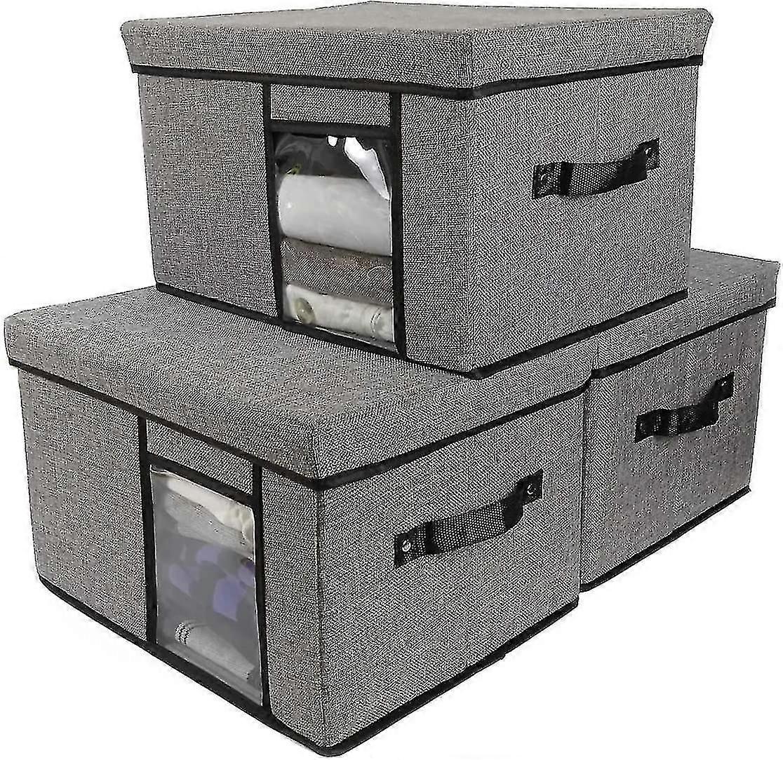 Fabric Storage Bins With Lid, 2 Handles And Clear Window, Washable Foldable Storage Basket Cube Box 1pack