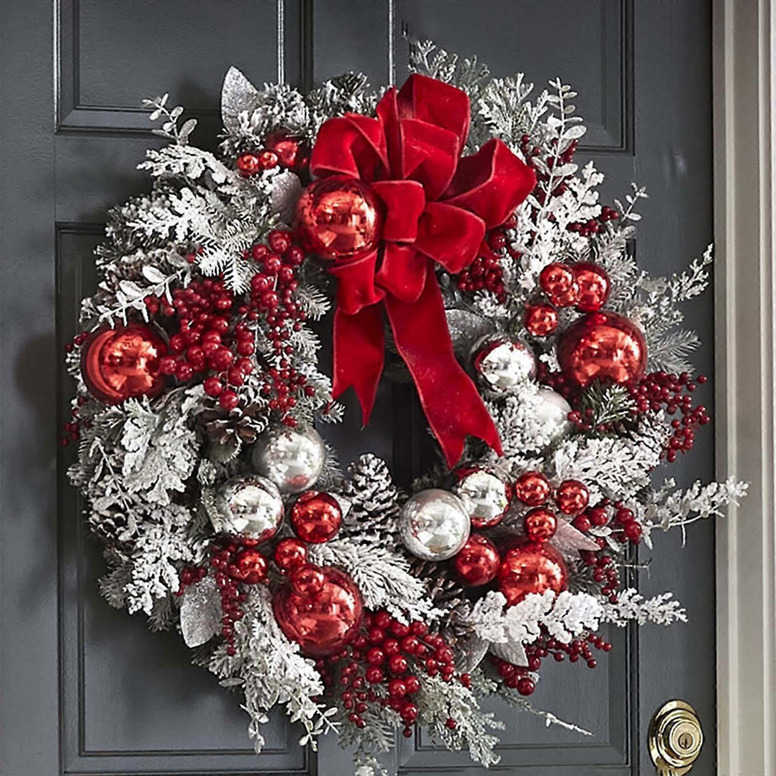 Christmas Wreath Artificial Wreath Realistic Decorative Winter Wreath for Front