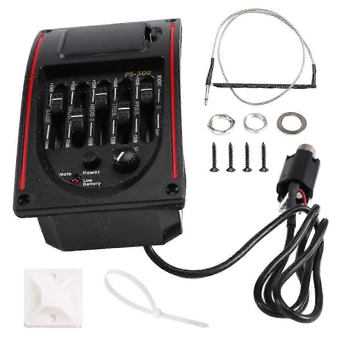 5-bands tonkontroller EQ Equalizer Tuner PS-500 5-bands akustisk gitarr EQ Preamp Equalizer Pickup Aco