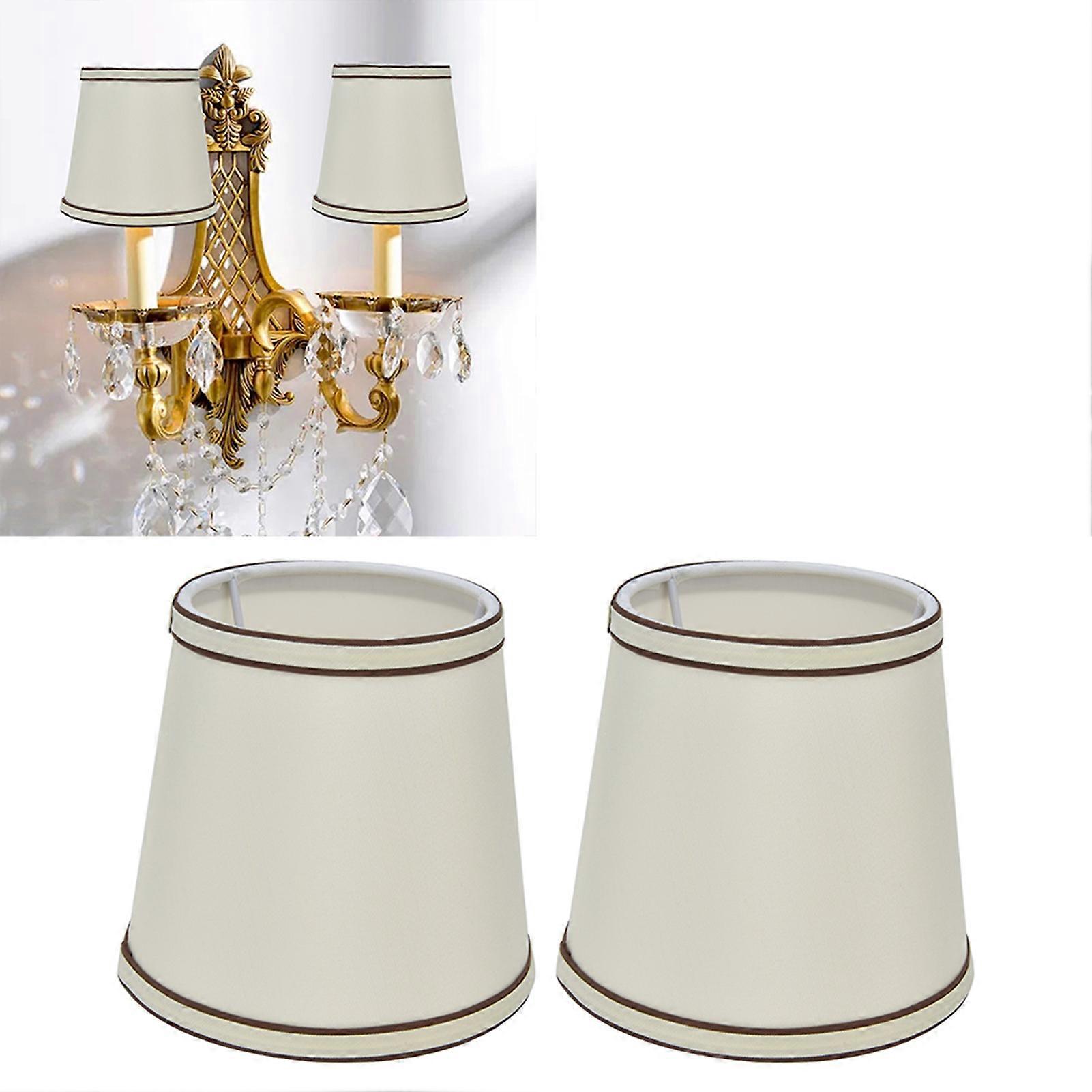2PCS Fabric Lampshade European Style Lamp Shade for E14 Screw Table Light Chandelier Wall Lamp Beige