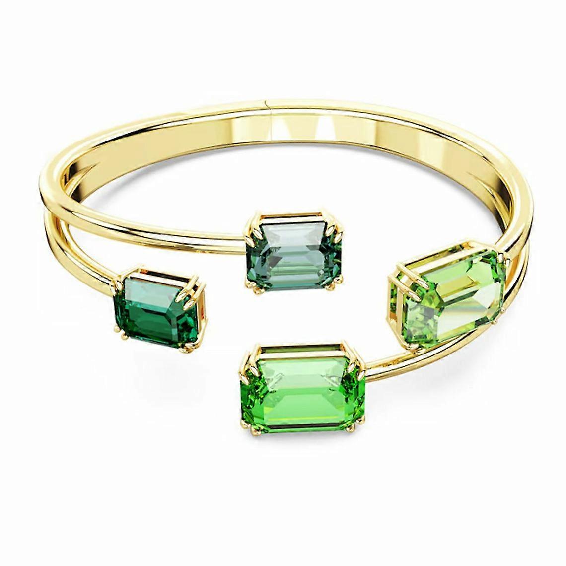 Millenia Octagonal Bangle Bracelet Green Gold-tone plating