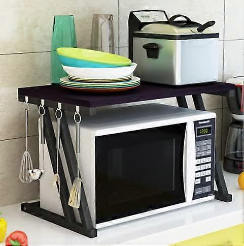 ZType Microwave Stand Multifunction Kitchen Shelf With Hooks Spice Organizer Expandable Storage Rack 57x38x38 cm