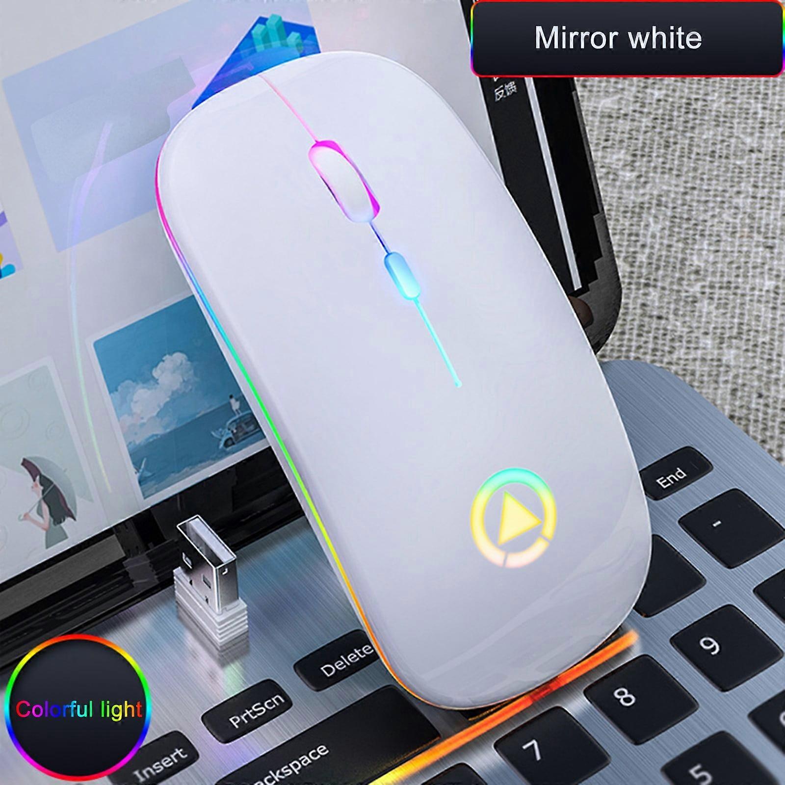 2.4GHz Wireless Optical Mouse Mice USB Rechargeable LED Mute Mouse for PC Laptop, Mouse