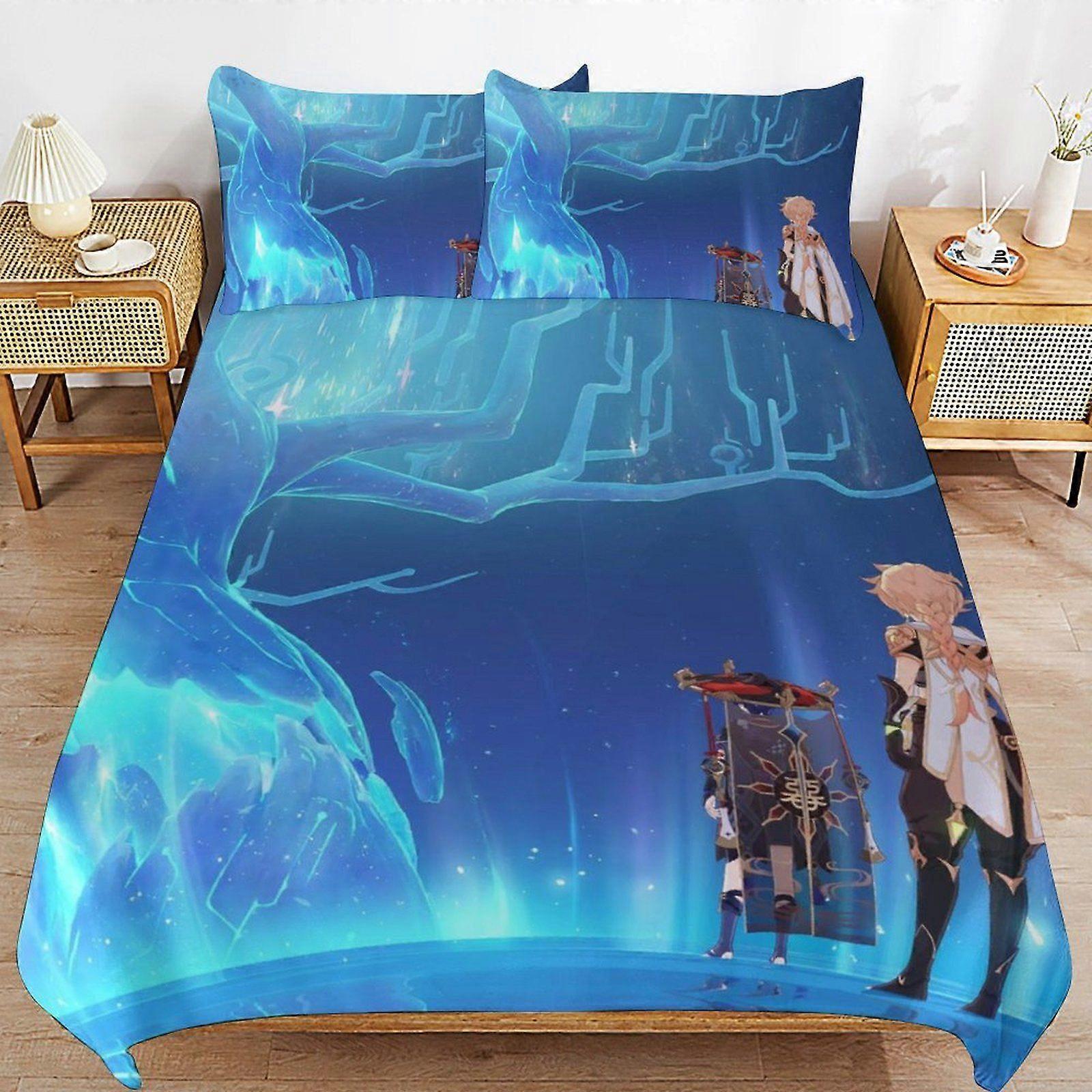 A201 GENSHIN IMPACT Home Friendly Soft Touch Long Lasting Thread Design Zipper Duvet Cover Sets Use Pattern N201