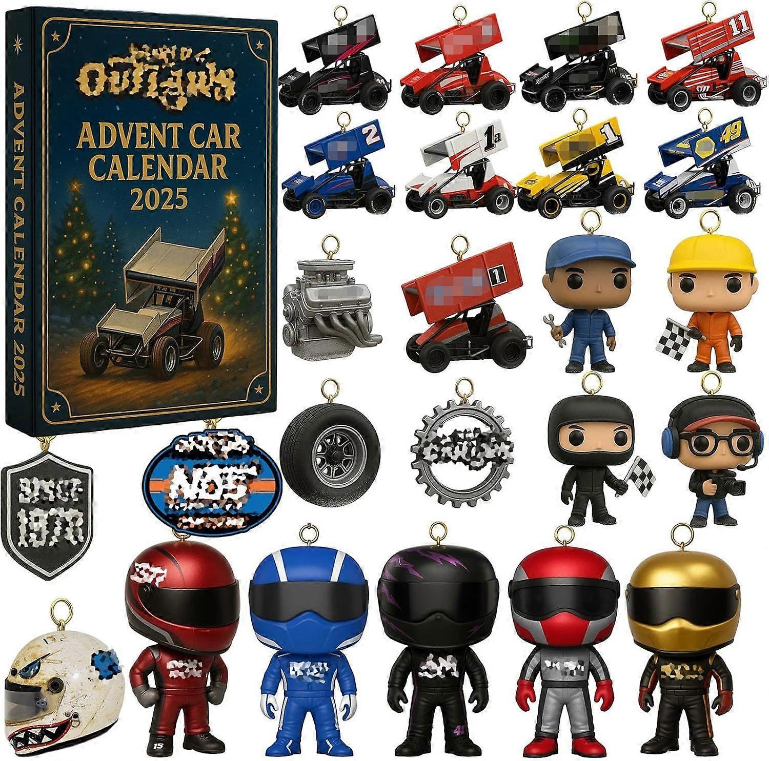 Sprint Car Series Advent Calendar 2025, 24 Days 2D Christmas Countdown Holiday Gift Decoration
