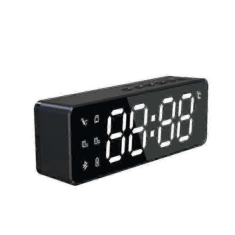 Wireless Bluetooth Speaker Bass Subwoofer Fm Radio Tf Card Dual Alarm Clock 10w Led Mirror Soundbar With Mic