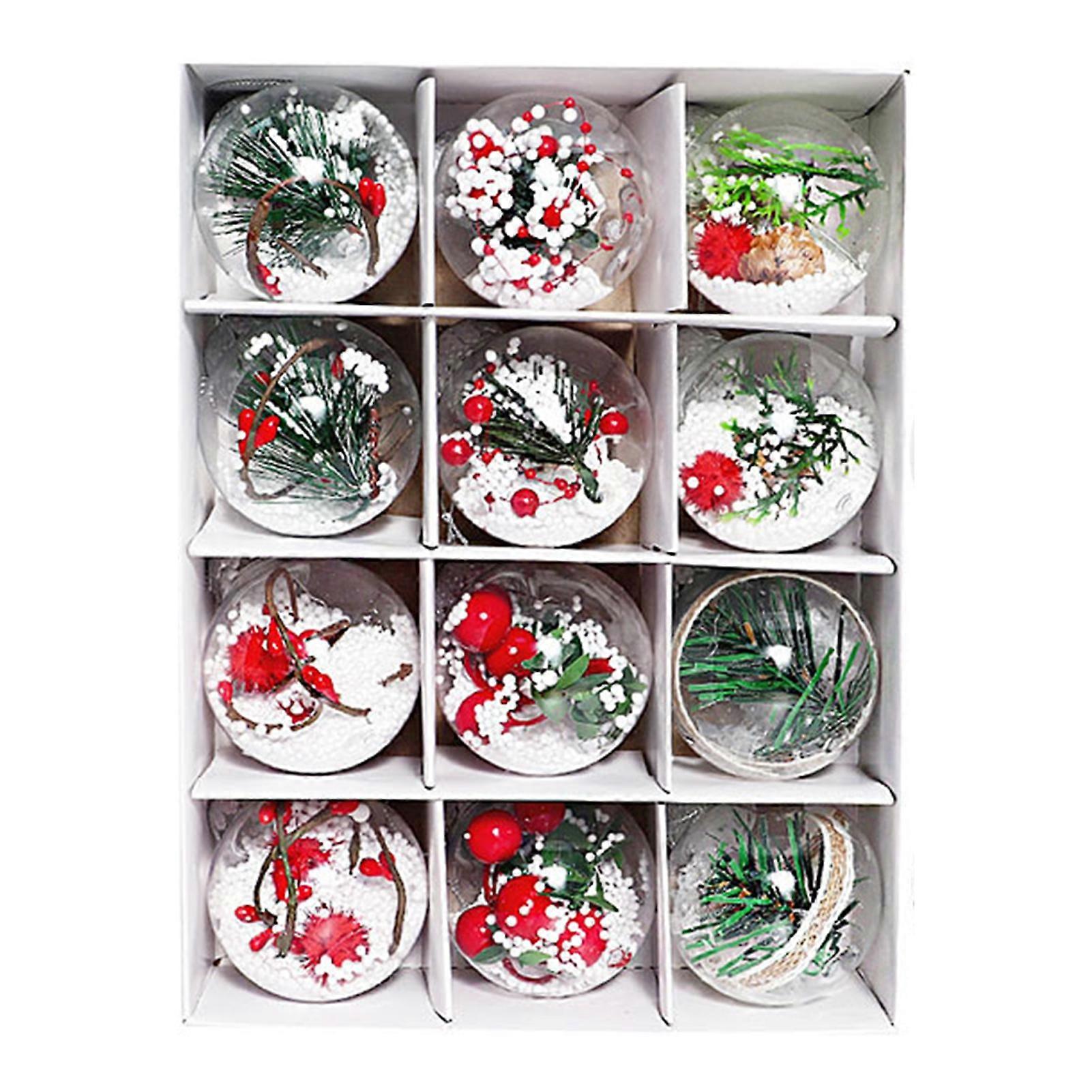 12 Pcs Clear Christmas Ball Ornaments 2.36