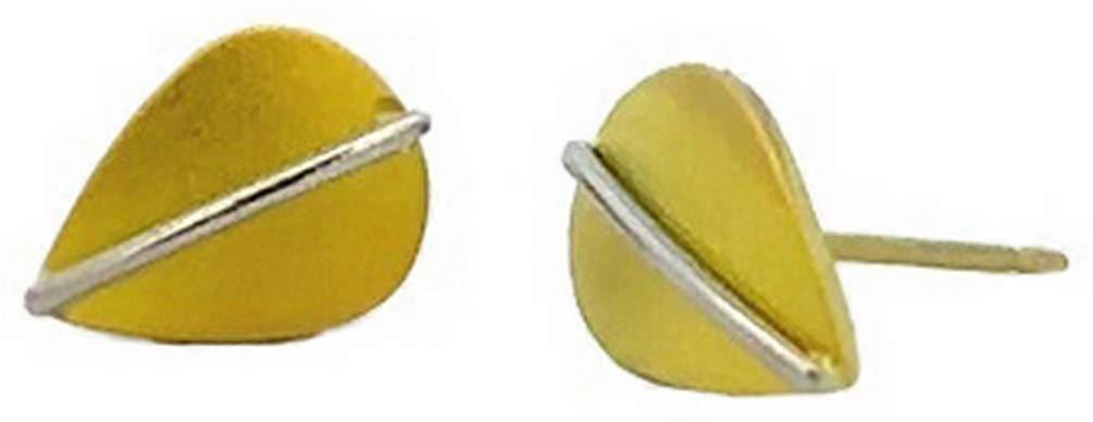 Ti2 Titanium Jungle Leaf Stud Earrings - Yellow