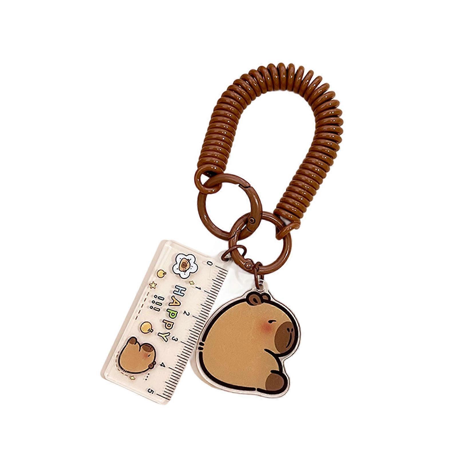 Car Keychain Small Ruler Keychain Cartoon Capybara Keyring Bag Charm Handbag Charm Lovely Keyholders Multicolor