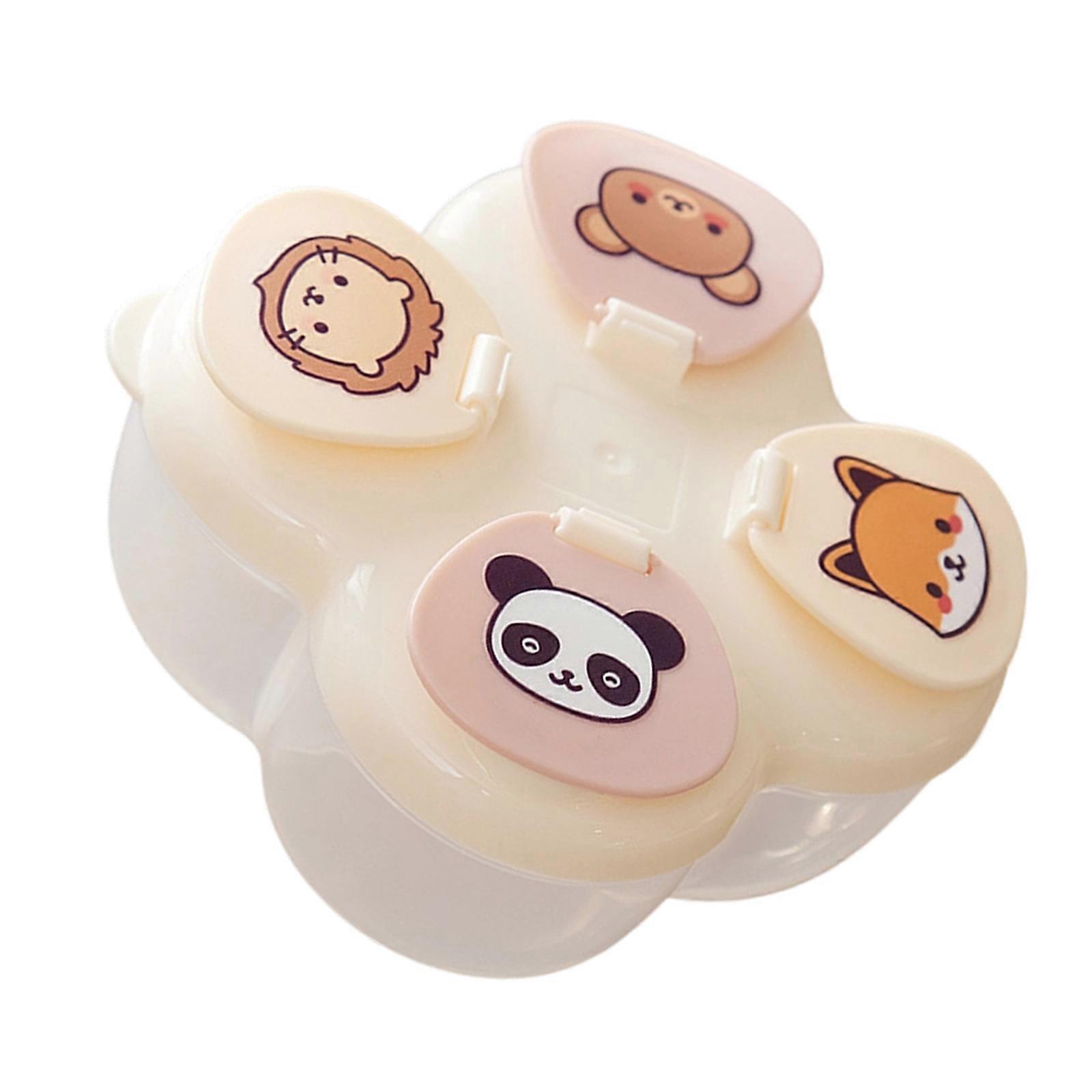 Multi Use 4 Section Food Storage Container With Secure Spin Top Portable Design For Infant Formula Powder  Yellow