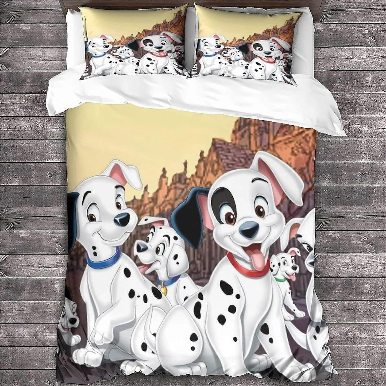 3D impresso 101 Dálmatas padrão de cama conjunto para crianças adultos, cartoon capa edredom com fronhas, Disney tampa de microfibra com fecho de zíper