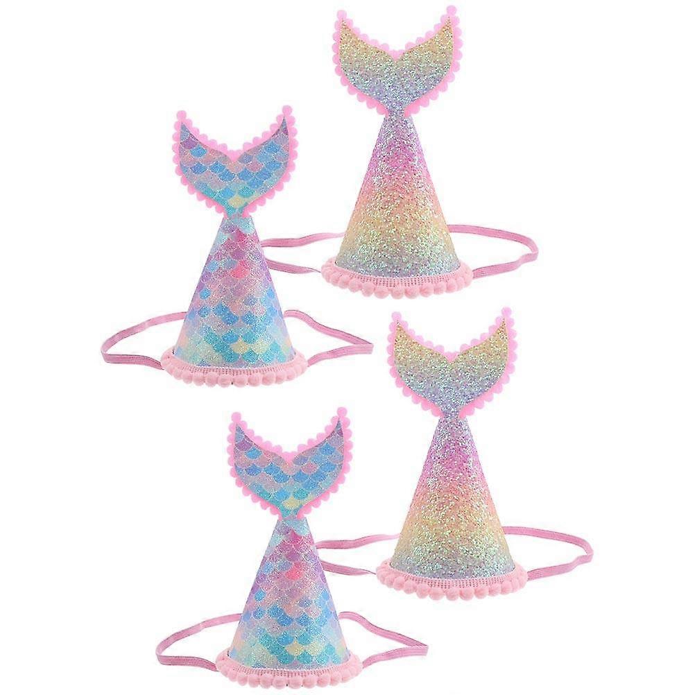 Mermaid Tail Shaped Party Atmosphere Creation Props for Kids Assorted Color Elastic Band Design 4Pcs