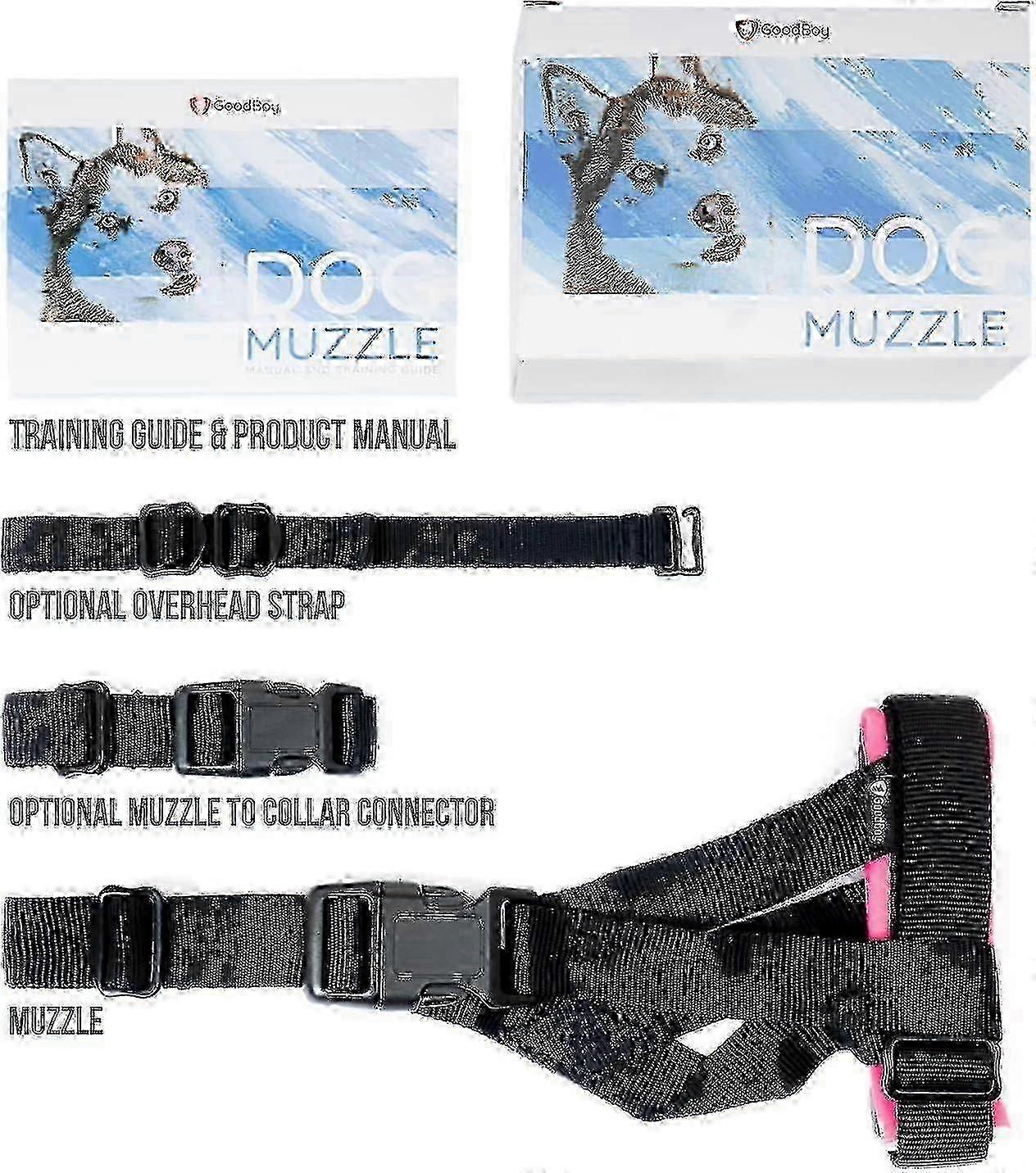 Gentle Muzzle Guard for Dogs - Prevents Biting and Unwanted Chewing Safely Secure Comfort Fit - Soft Neoprene Padding No More Chafing Included T