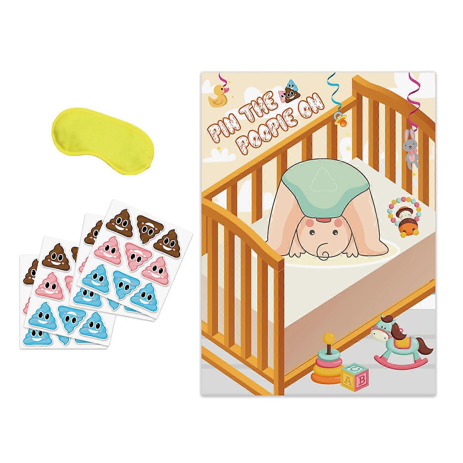 Put The Poopie on Butt Game Poster with 36pcs Stickers Creative Interactive Game Props for Memorable Celebrations Multicolor