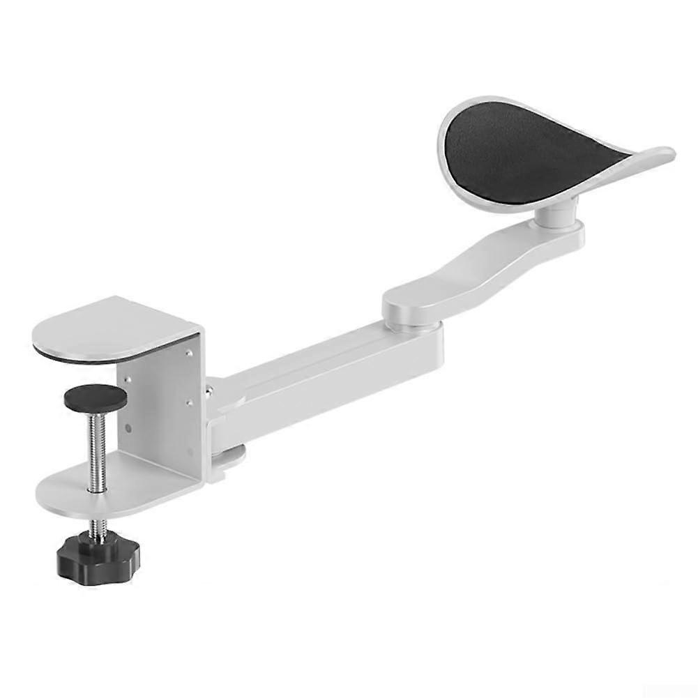 Ergonomic Desktop Bracket for Computer Desk With Adjustable Elbow Support and Flexible Rotation White